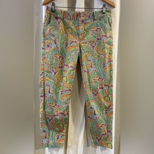 Ralph Lauren Golf Paisley Print Pants Womens Colorful artsy Cropped‎ Sz 8